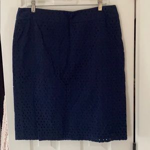Navy Blue Eyelet Talbots Skirt